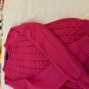 Lands' End Pink Cable Knit Sweater